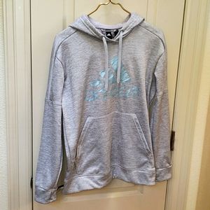 Adidas hoodie sweatshirt,  NWT, light Heather grey,  Large, athletic blend